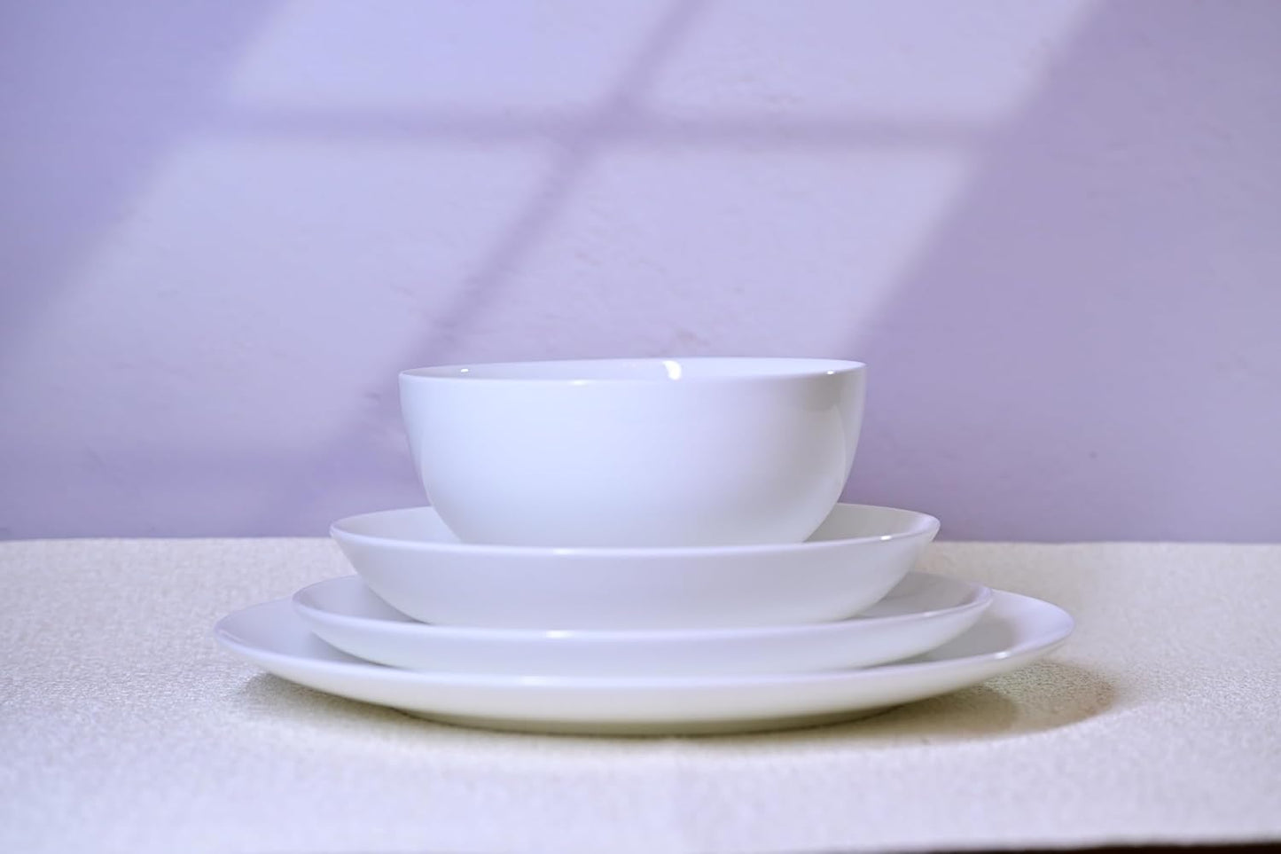 Lily Bone China 16 Pc Dinnerware Set for 4, White