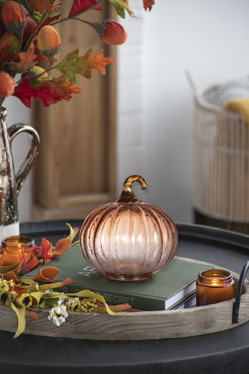Set of 8, Orange Glass Pumpkins