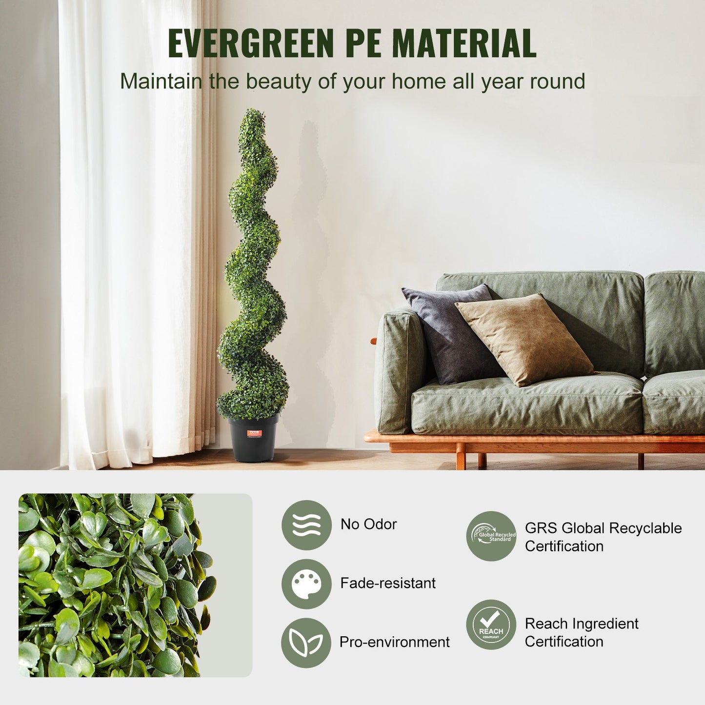 VEVOR 2 Pack 5' Artificial Boxwood Topiary Tree