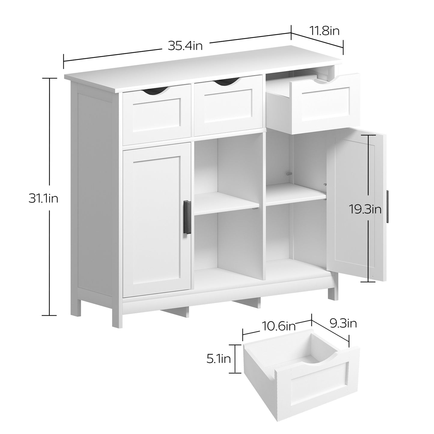 White Storage Cabinet with Drawers
