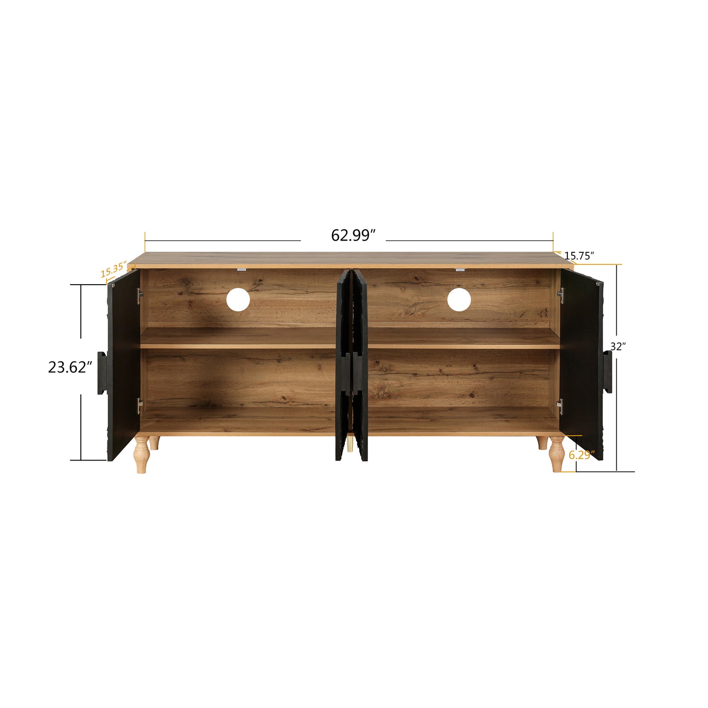 Black Carved Wood Cabinet