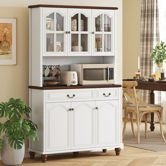 Kitchen Buffet with Hutch, White