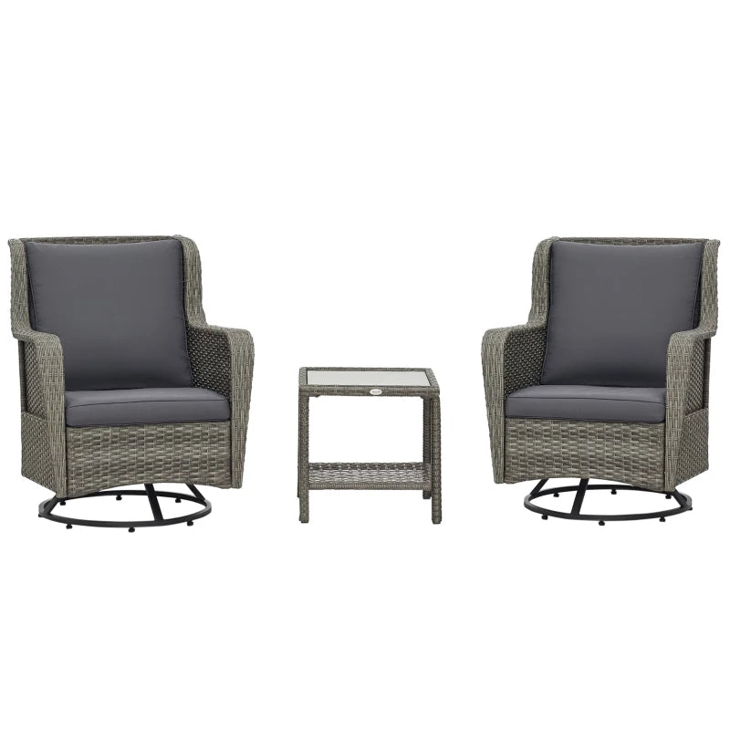 Patio Bistro Set with 360 Rotation & Rocking Function