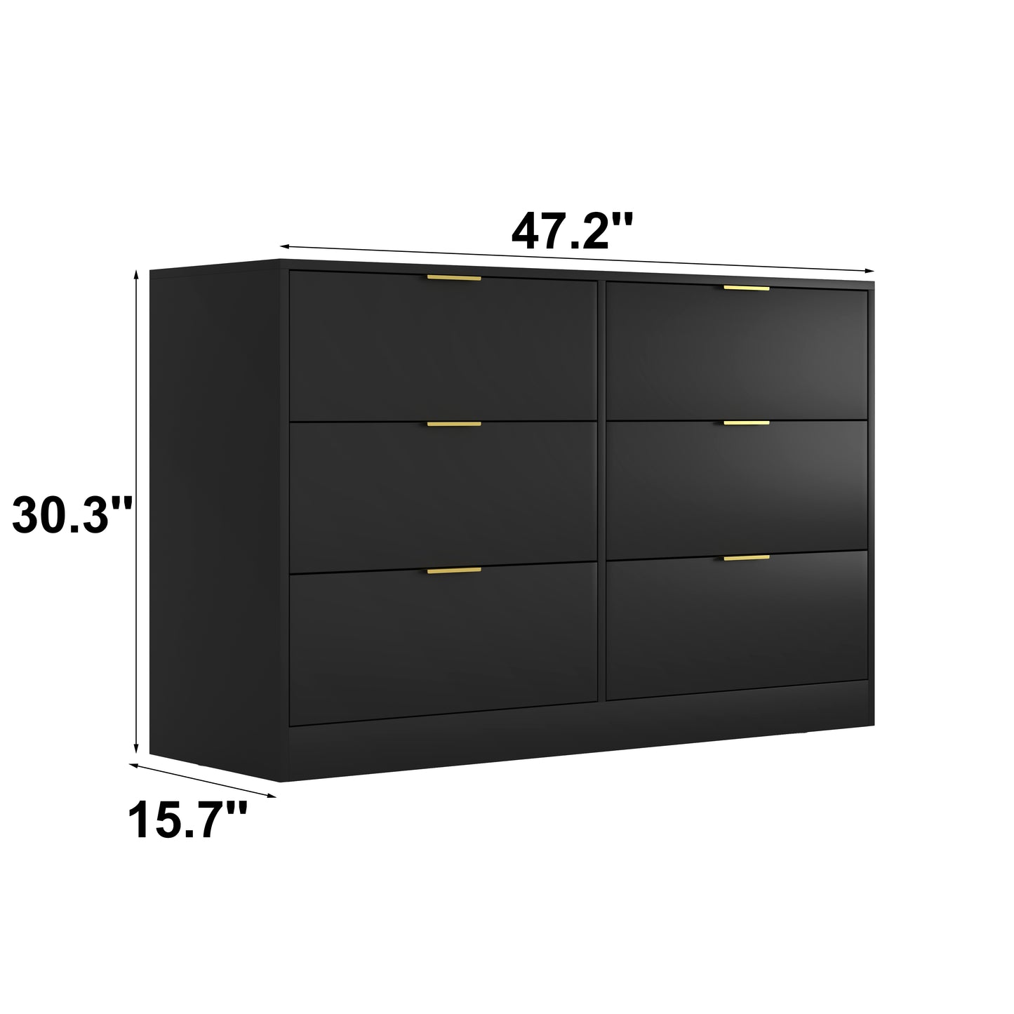 Modern 6-Drawer Dresser, Black