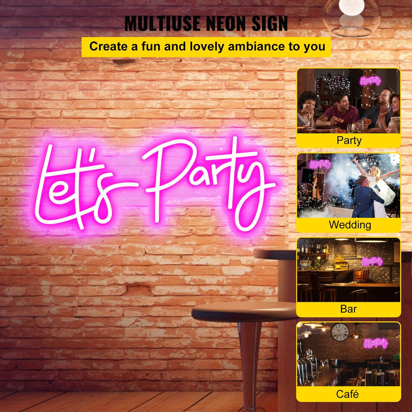 Let's Party Neon Sign, 23"X10"