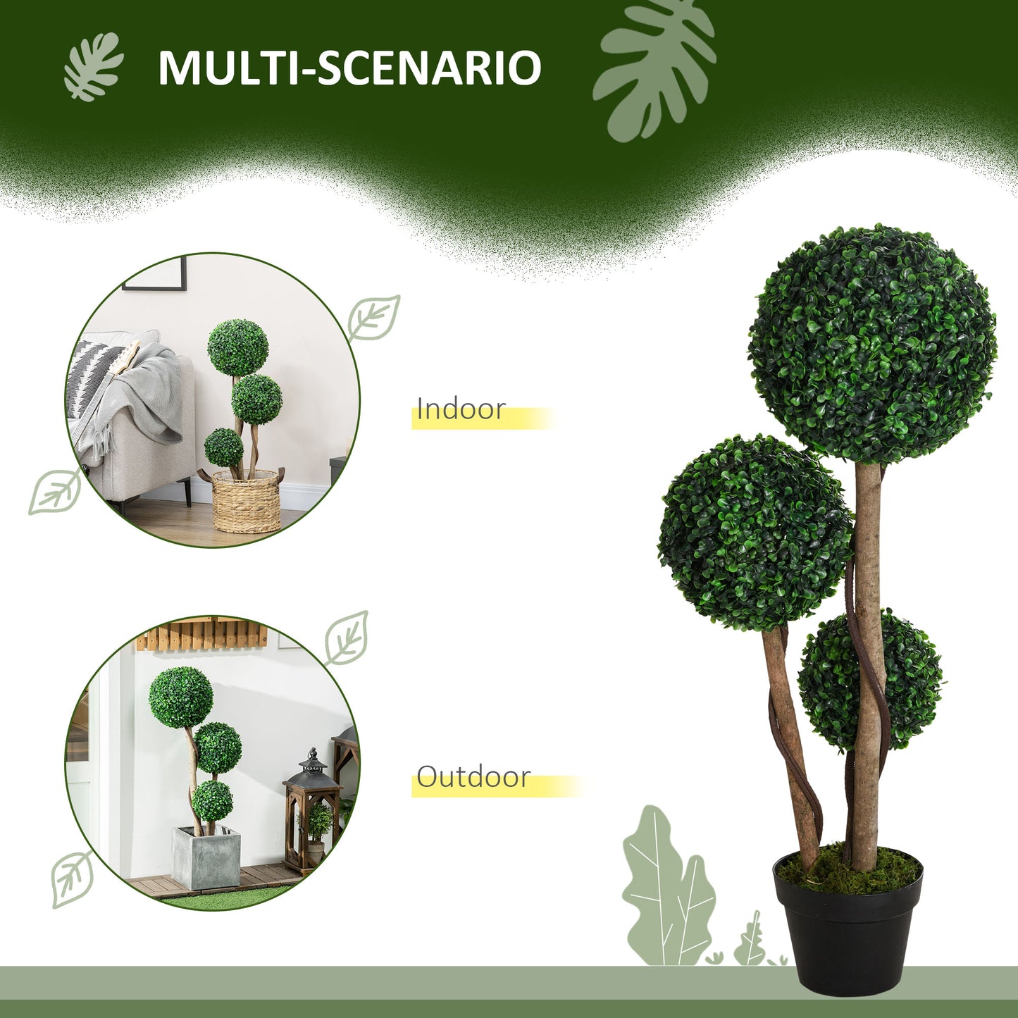 3 Ball Faux Boxwood Topiary Tree for indoor & outdoor use