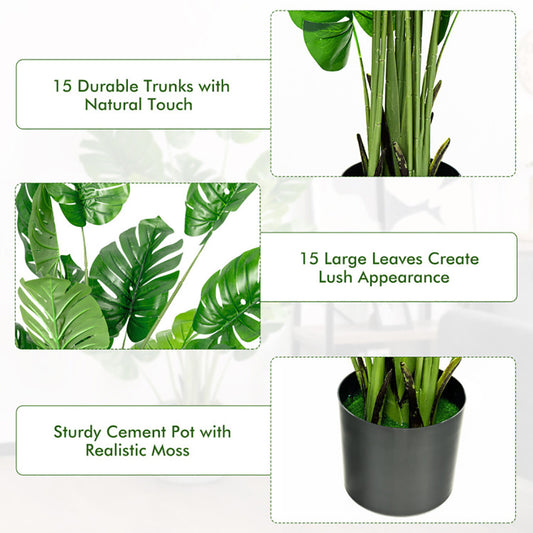 5 Feet Artificial Tree Faux Monstera Deliciosa Plant