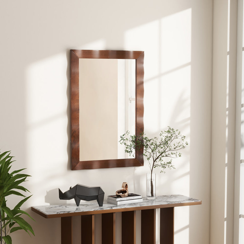 41.5 x 28 Inches Farmhouse Wall Mirror with Solid Wood Frame