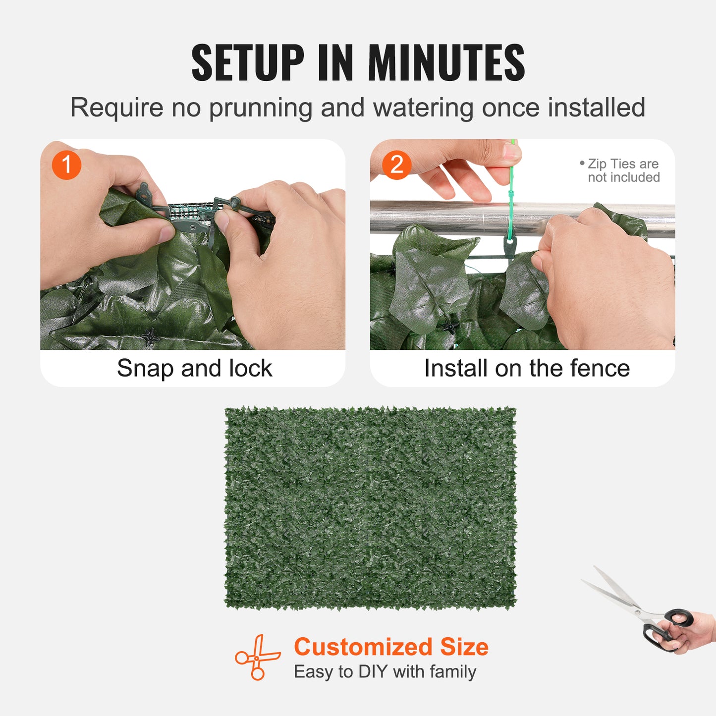 VEVOR Ivy Privacy Fence, 96" X 72" Artificial Green Wall Screen
