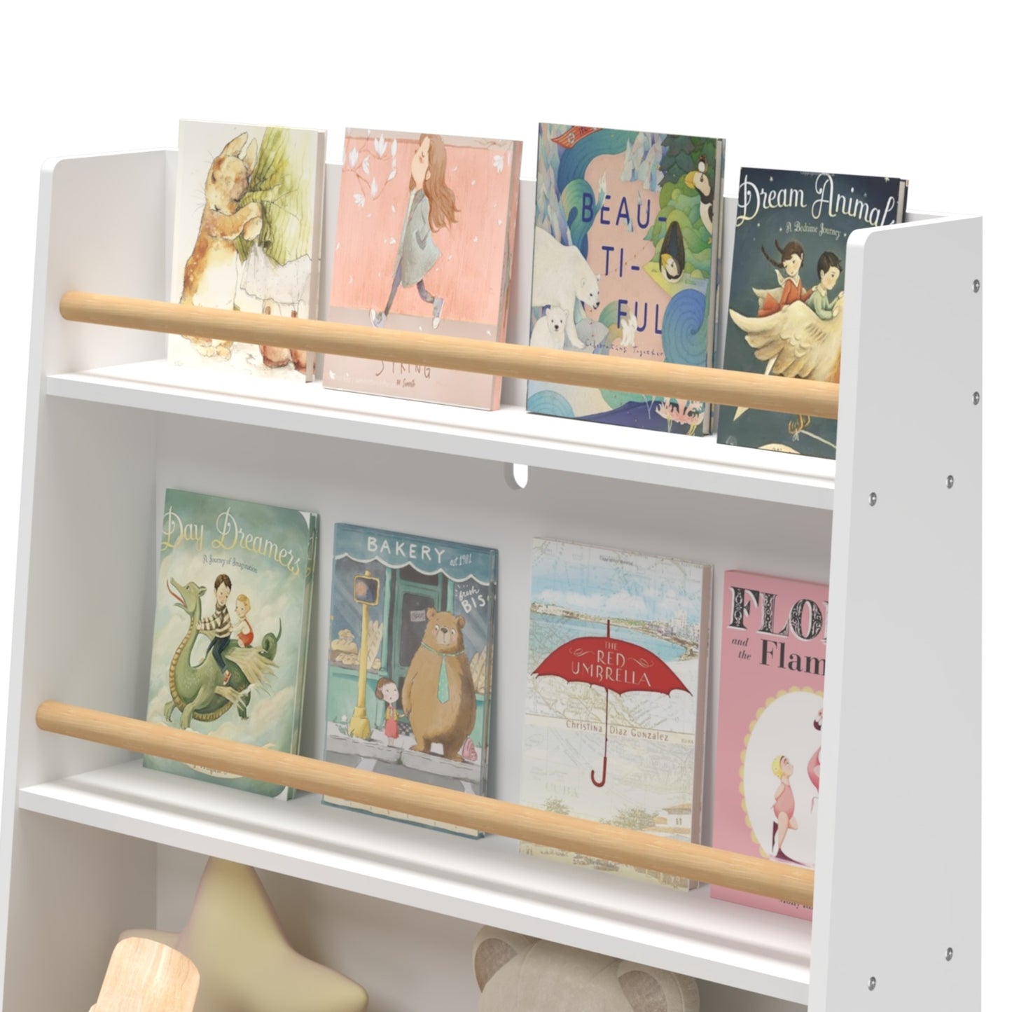 Kids Bookshelf - Toy Storage Cabinet Organizer, White