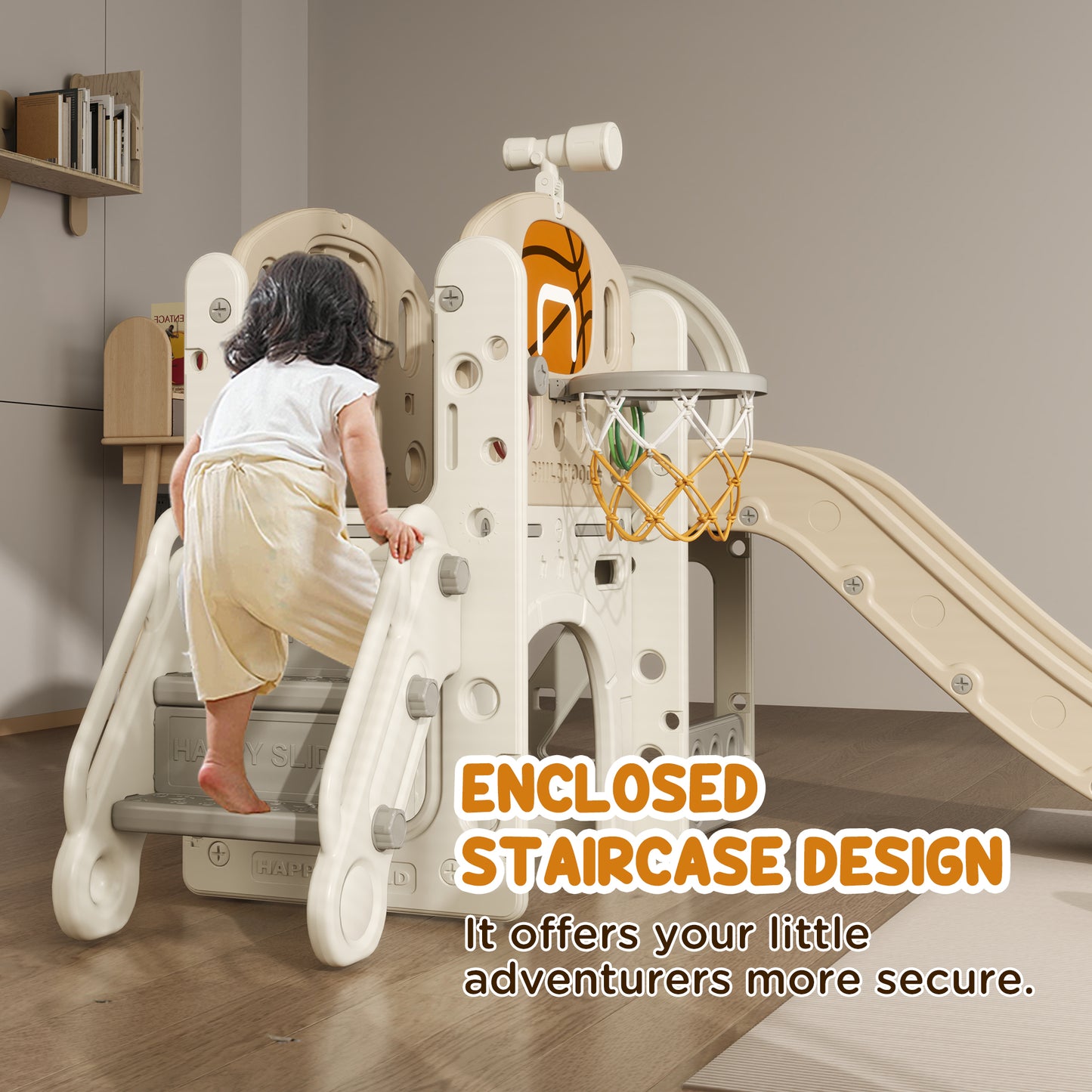 Toddler Slide for Kids Ages 1-6 with Bus Front