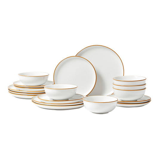 18 PC Ceramic Plates and Bowls Sets Service For 6, White