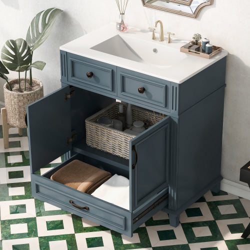 30'' Bathroom Vanity with Ceramic Sink, Blue