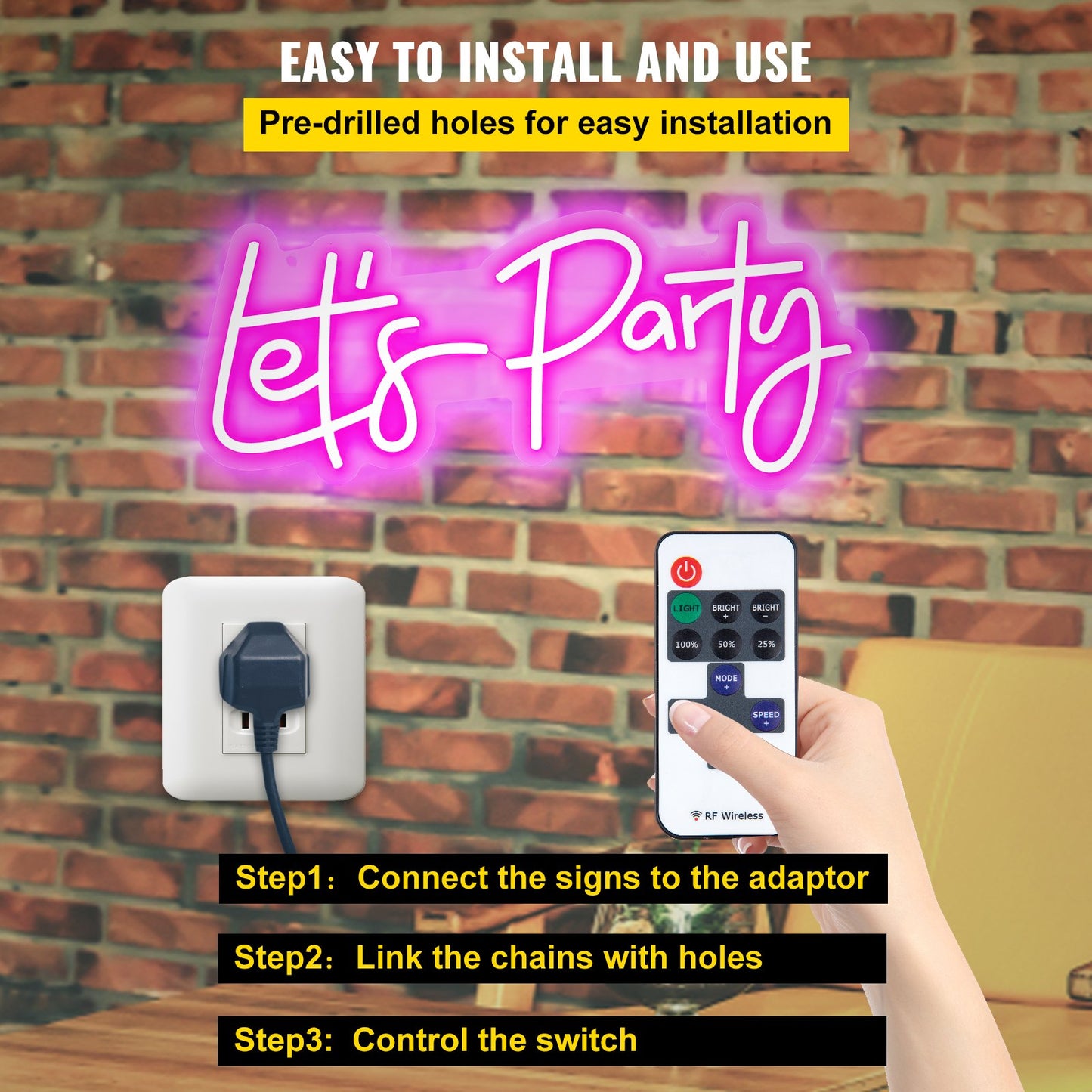 Let's Party Neon Sign, 23"X10"