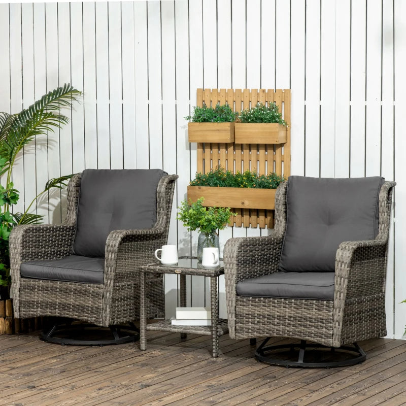 Patio Bistro Set with 360 Rotation & Rocking Function