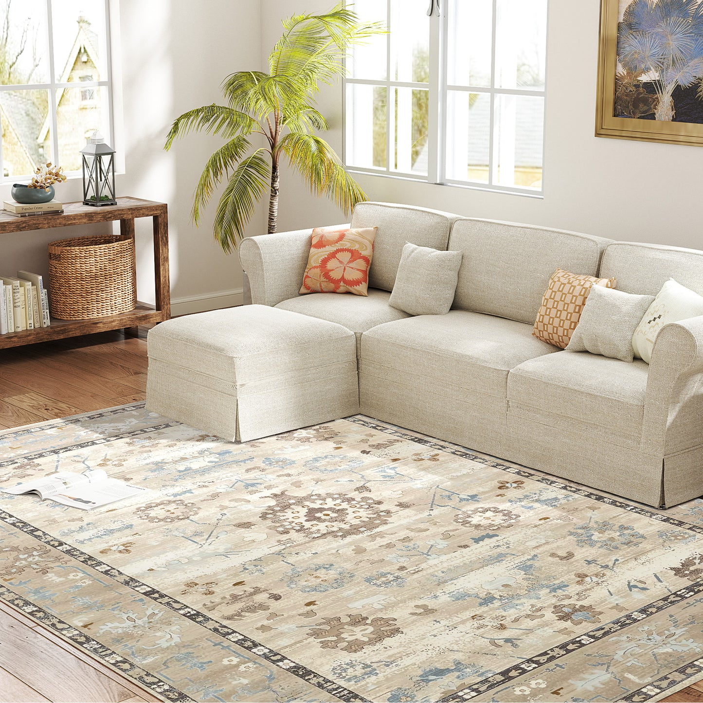8x10 Washable Area Rug, Blue