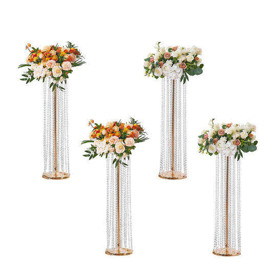 4PCS 35.43inch Tall Crystal Flower Stand