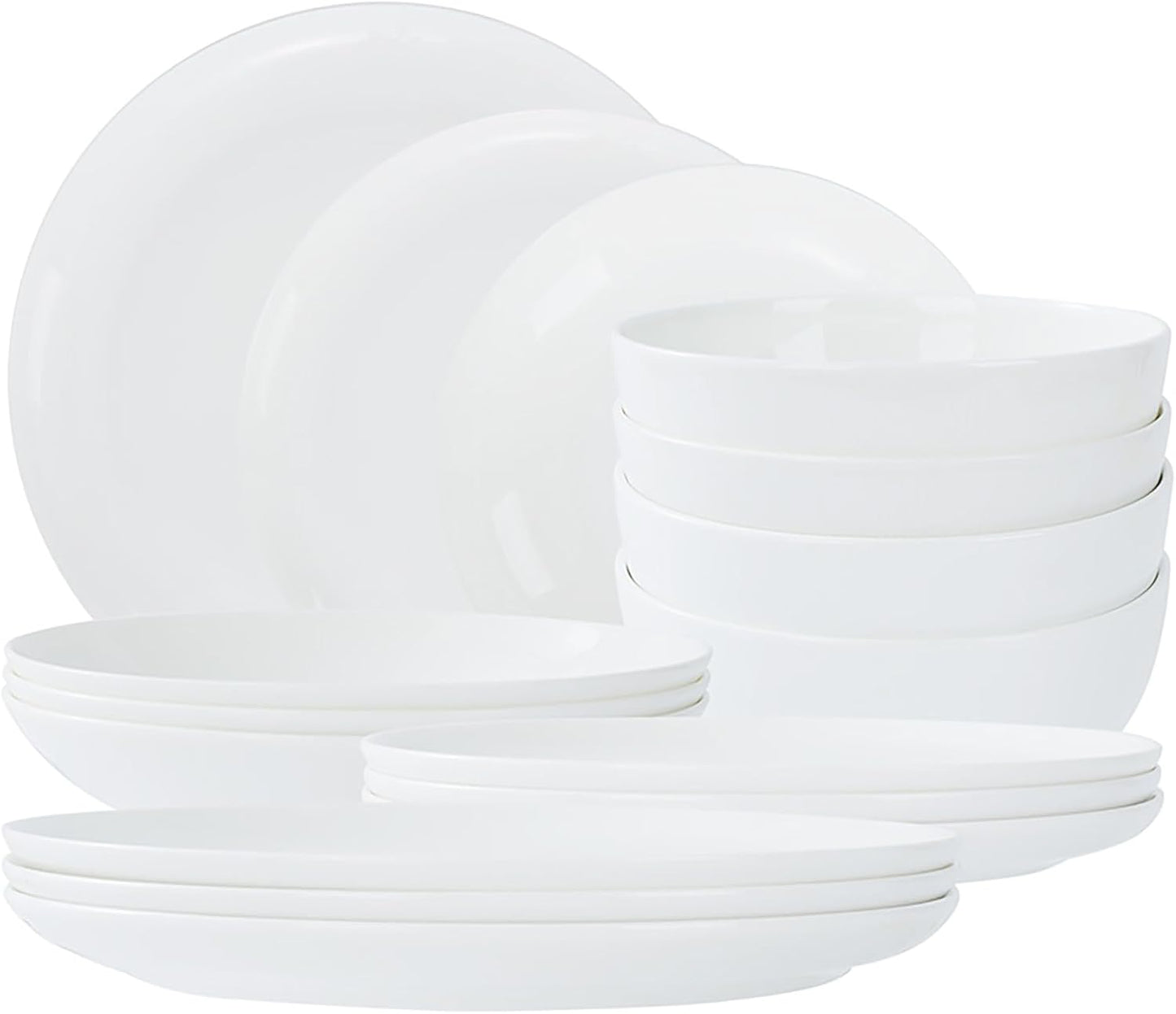 Lily Bone China 16 Pc Dinnerware Set for 4, White