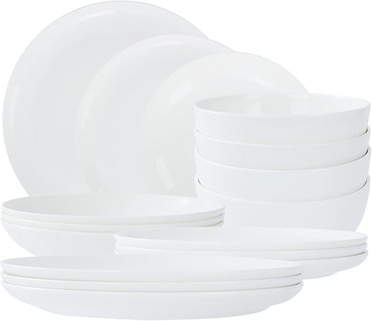 Lily Bone China 16 Pc Dinnerware Set for 4, White