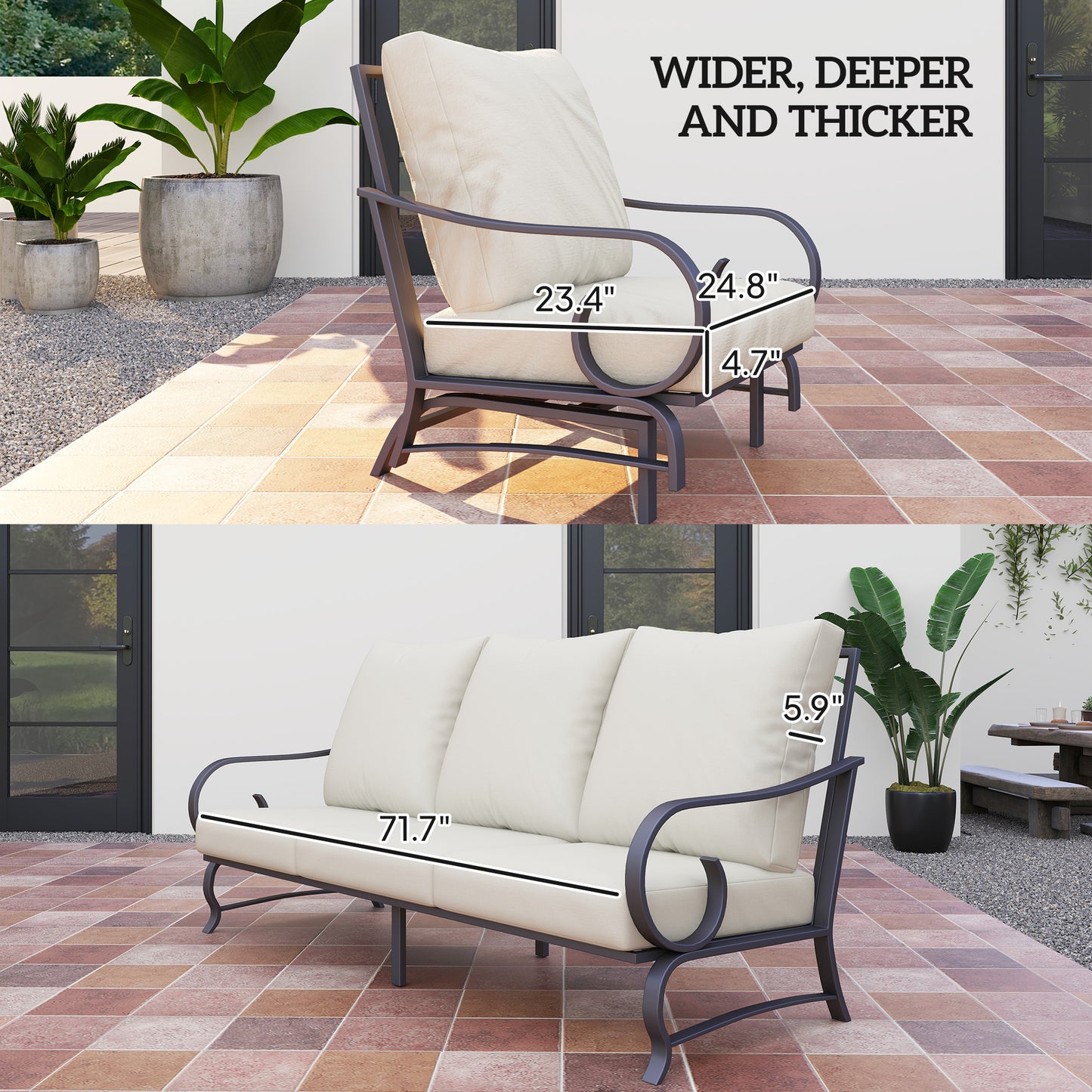 5 Piece Backyard Patio Furniture Set, Beige