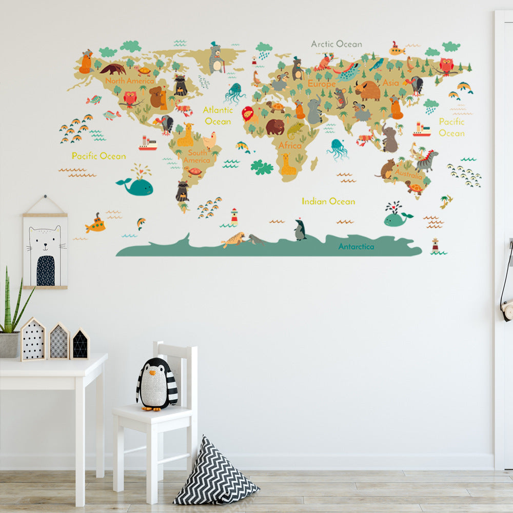 Map Cartoon Animal Wall Sticker