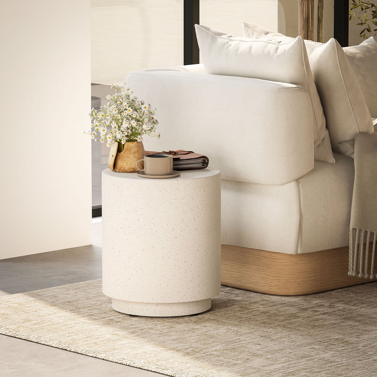 Round Accent Table with Concrete Finish