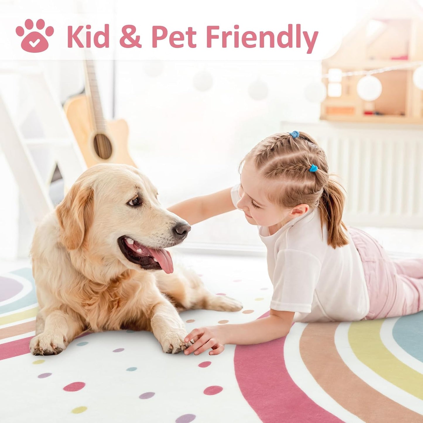 Washable 3x5 Rainbow Rug for Children's Room/Nursery