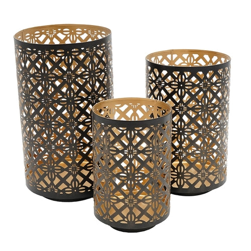 Set of 3 Helena Pierced Metal Lanterns