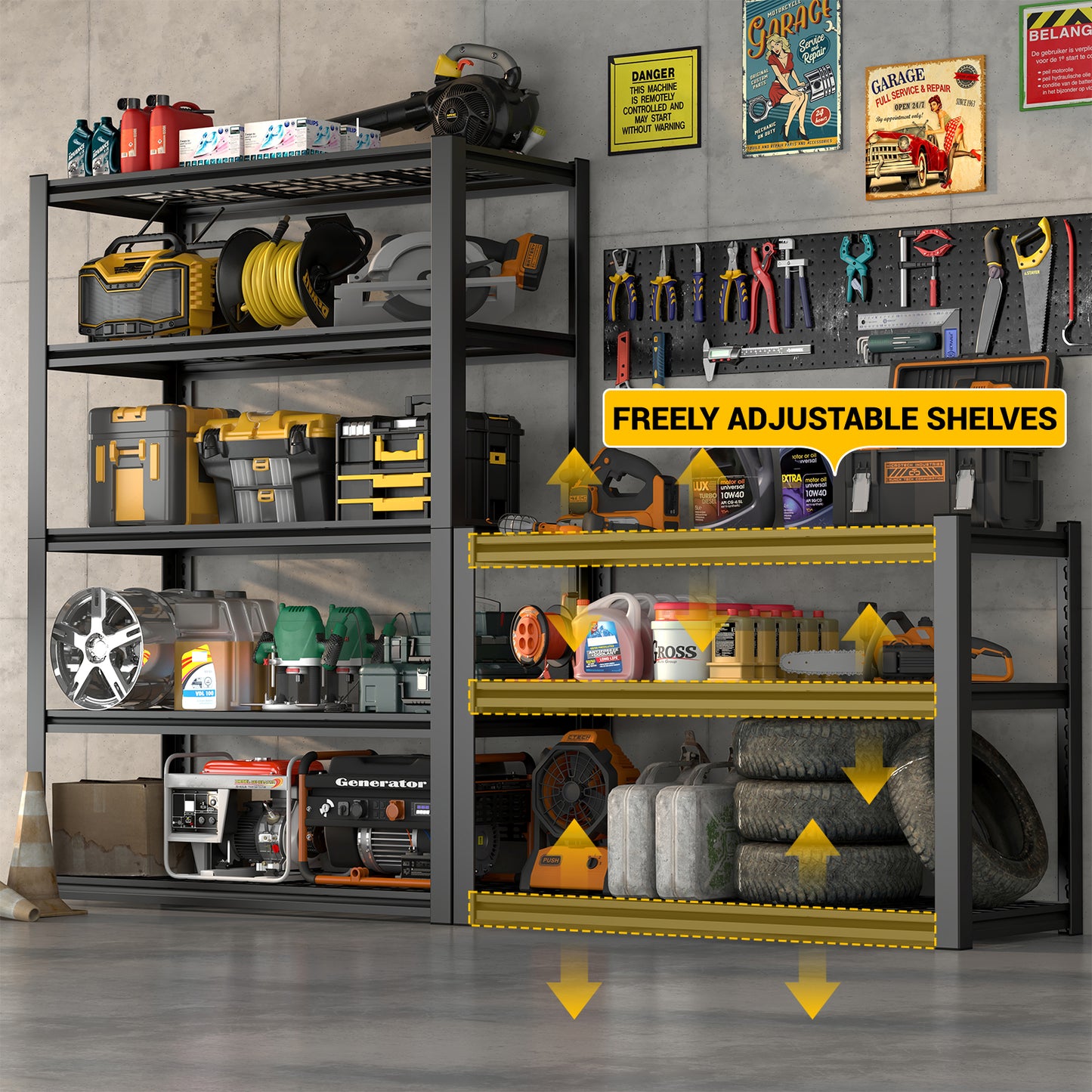 59 Inches Metal Storage Rack, Heavy-Duty Steel