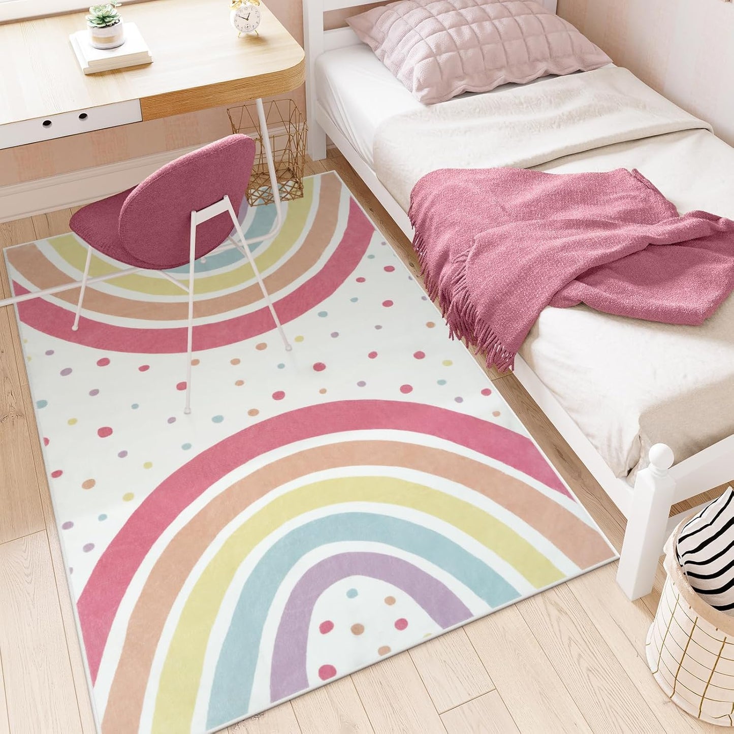 Washable 3x5 Rainbow Rug for Children's Room/Nursery
