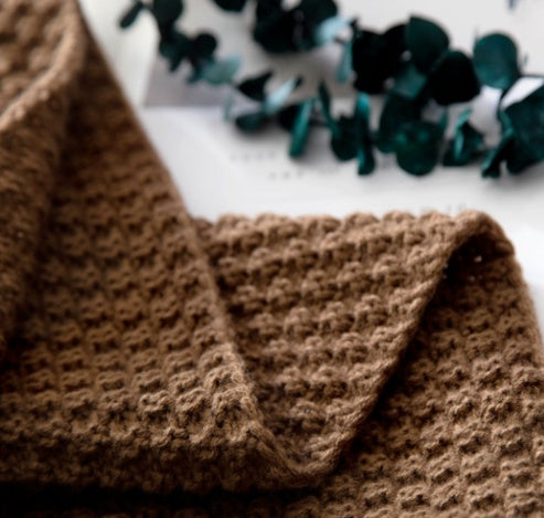 Nordic fringed knit ball blanket, Wool