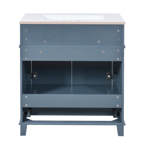 30'' Bathroom Vanity with Ceramic Sink, Blue