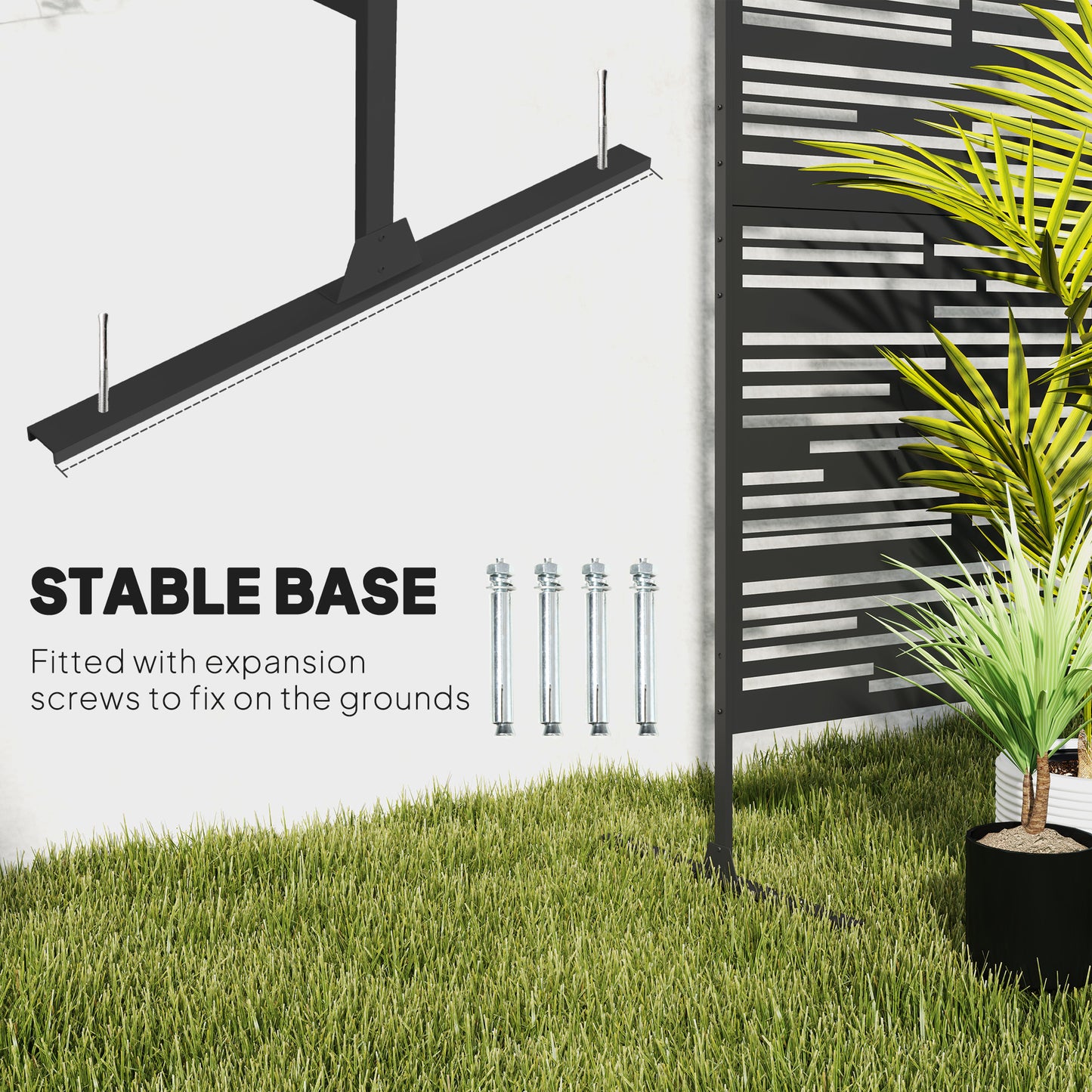 78" H X 48" W Metal Outdoor Privacy Screen, Black