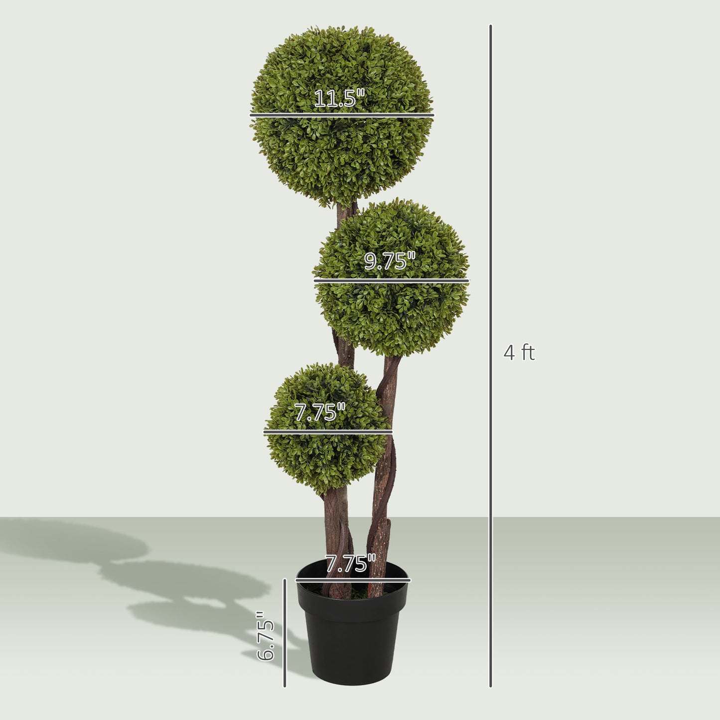 45.3" Artificial Ball Boxwood Topiary