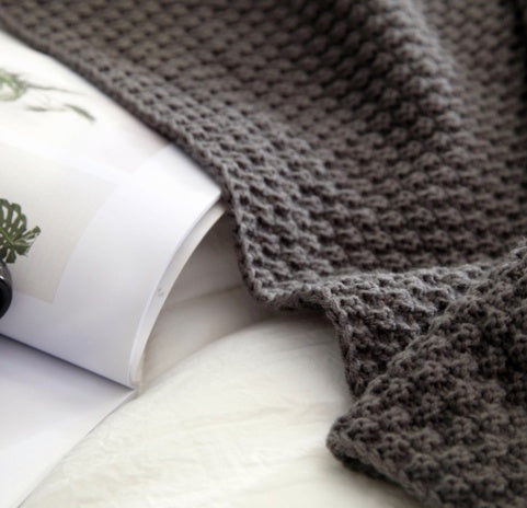 Nordic fringed knit ball blanket, Wool
