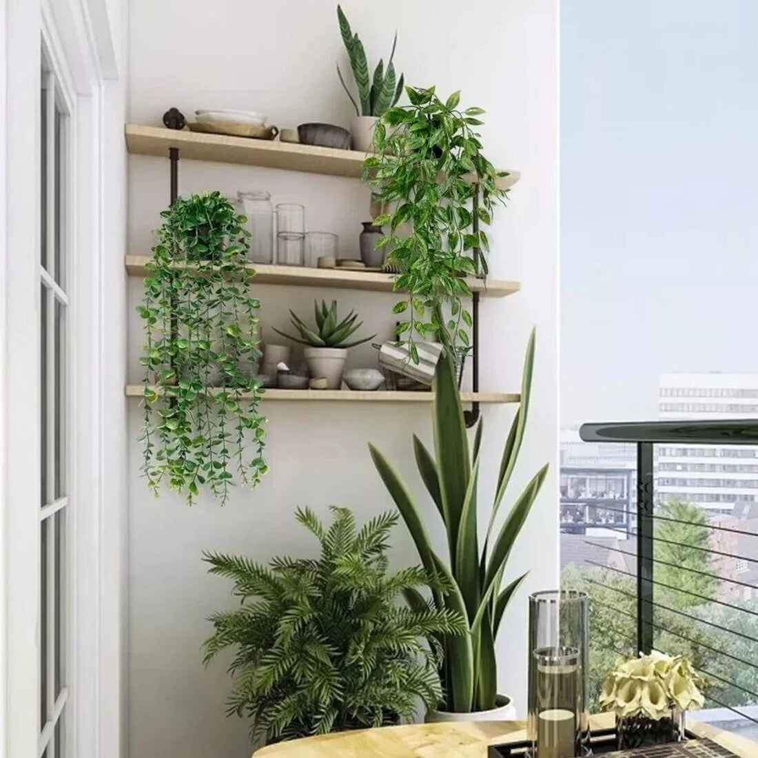 3 Pack Artificial Hanging Plants In Pots Indoor Fake Trailing Plants Home Room UK NEW
