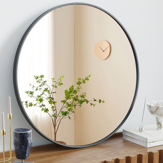 20" Black Circular Wall Mirror