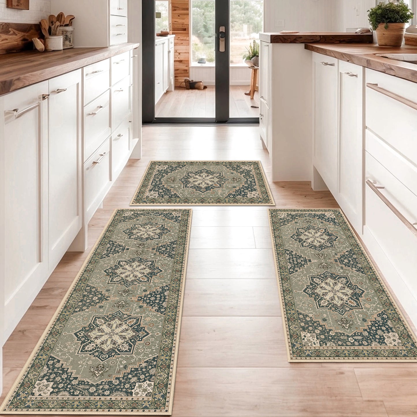 Boho Kitchen Rug Mat Sets 3
