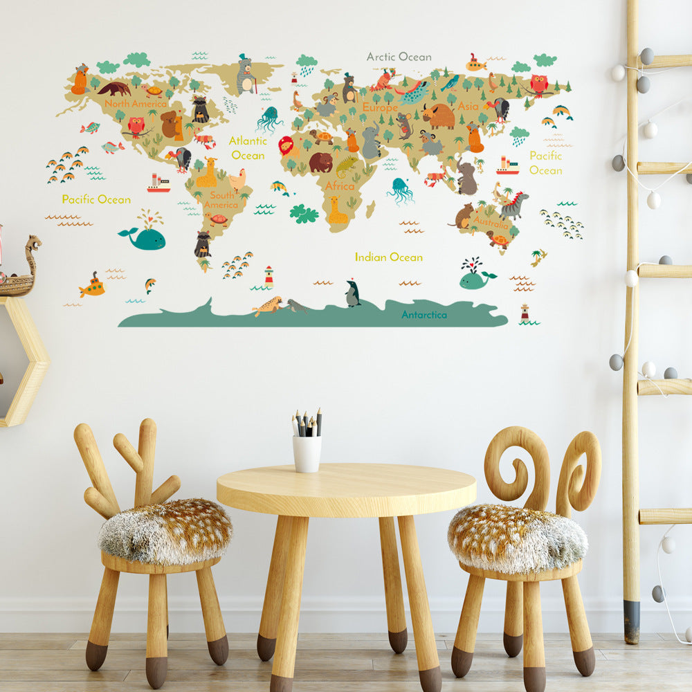 Map Cartoon Animal Wall Sticker