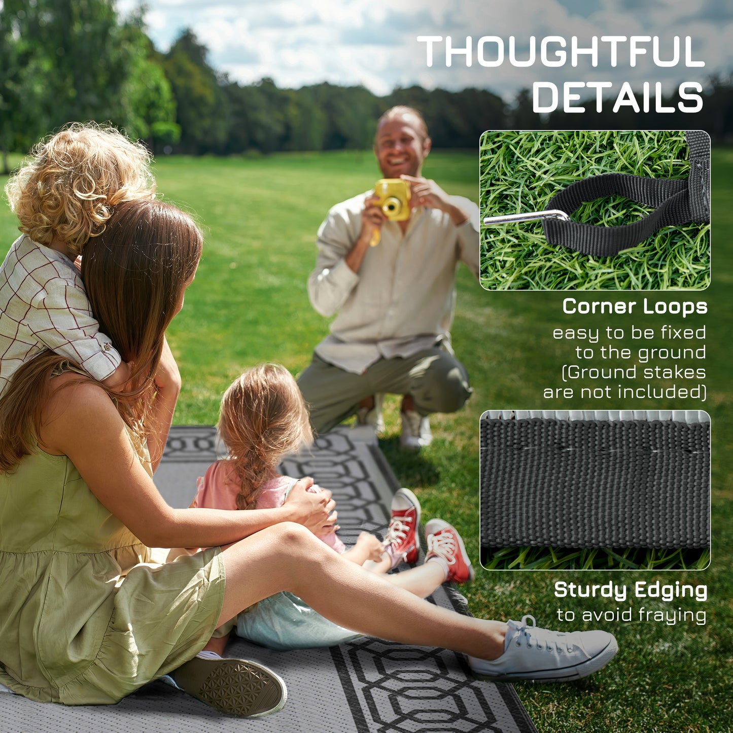 Outdoor Rug for Patio, 9' x 12' Waterproof