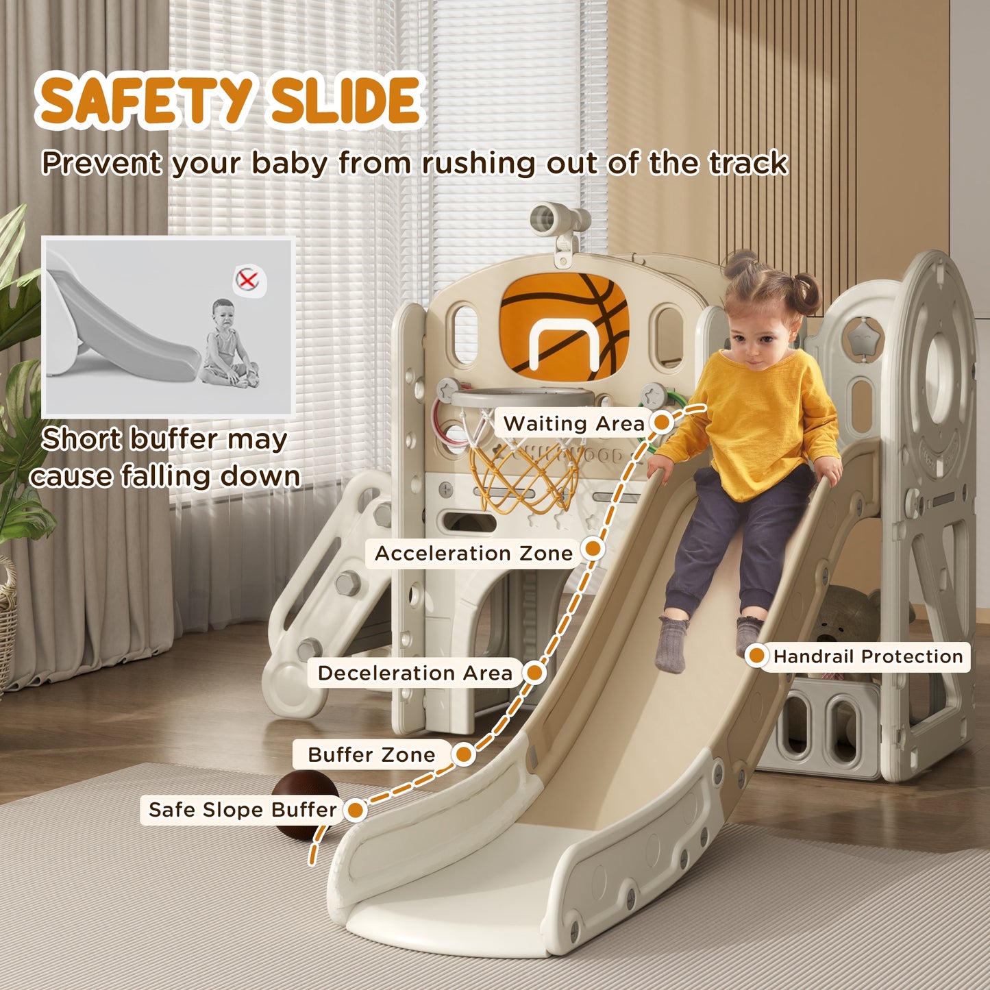 Toddler Slide for Kids Ages 1-6 with Bus Front