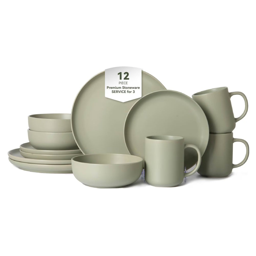 12-Piece Stoneware Dinnerware Sets With Mugs