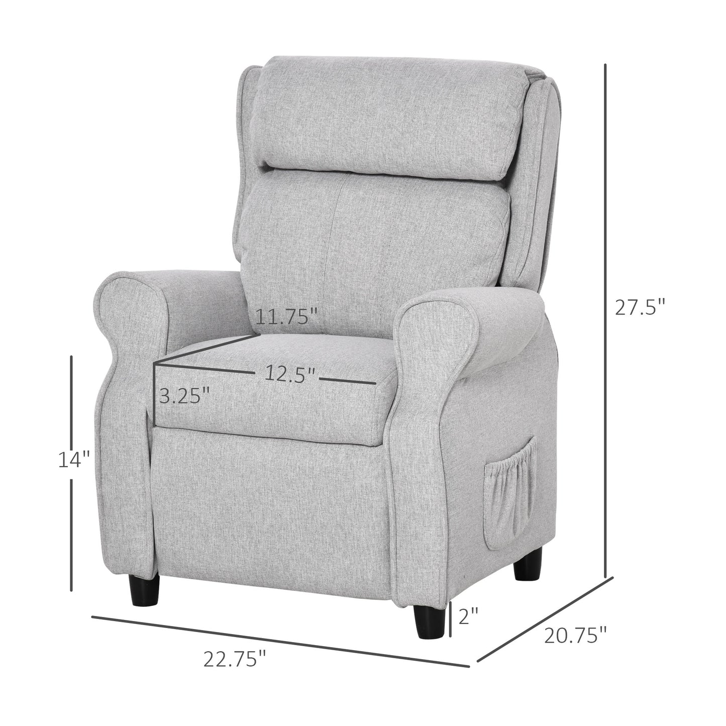 Kids Recliner Chair, Light Grey