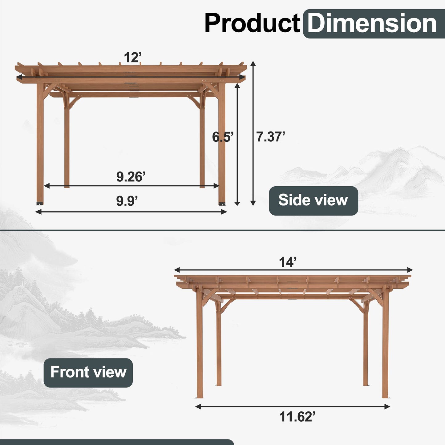 Outdoor Wood Pergola for Climbing Plant Support