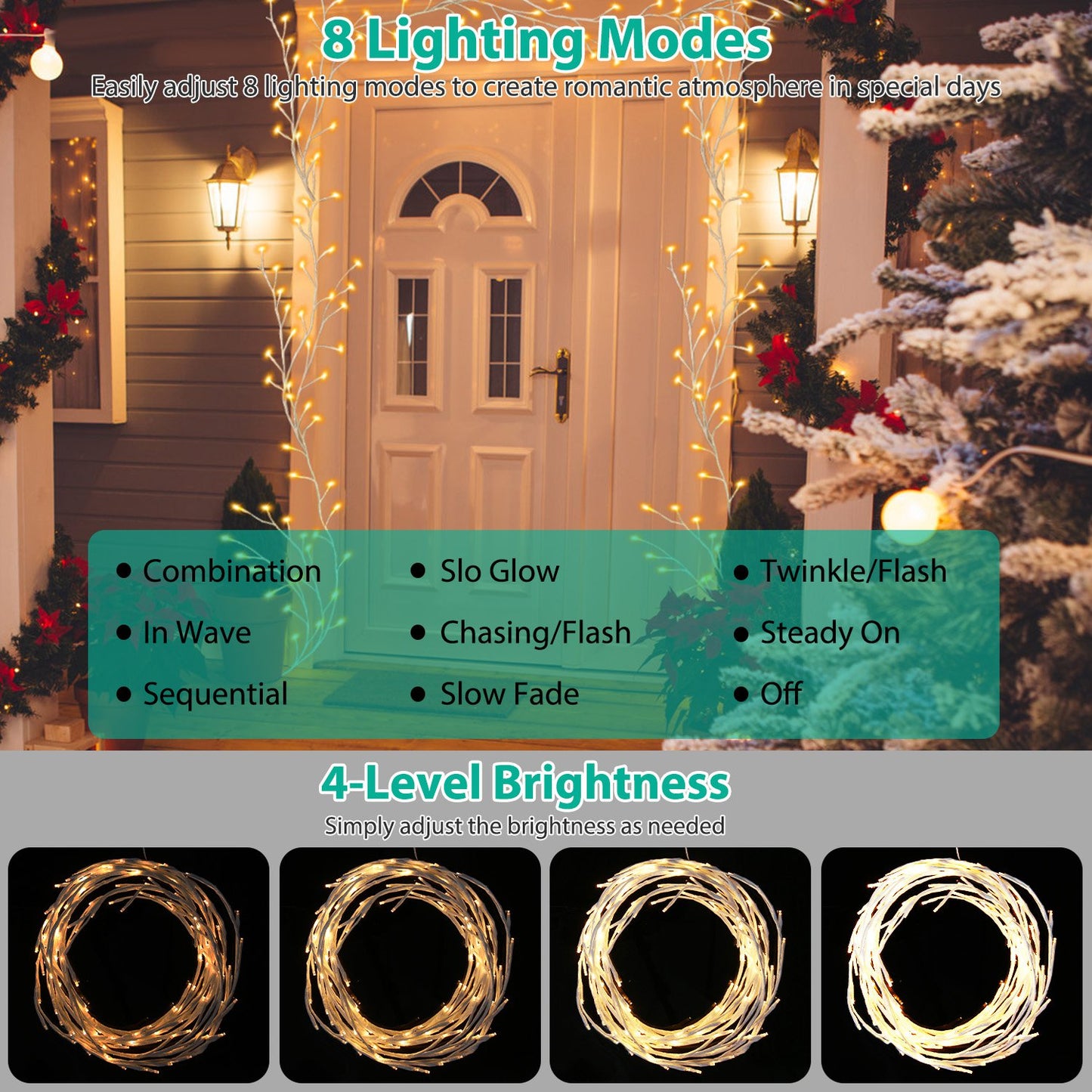 7.87FT String Light Birch Garland Vine