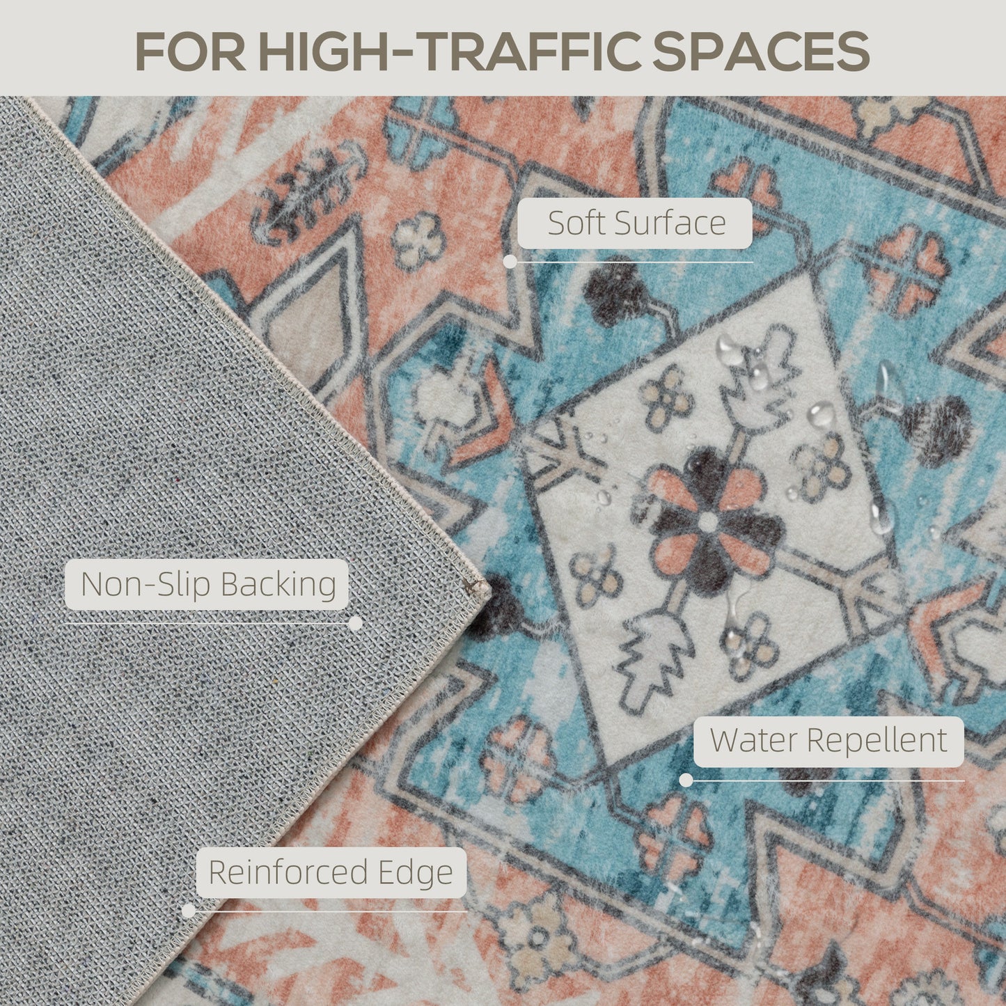 8x10 Washable Area Rug, Brown and Blue