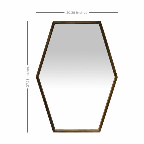 Dark Wood Hexagonal Frame Wall Mirror