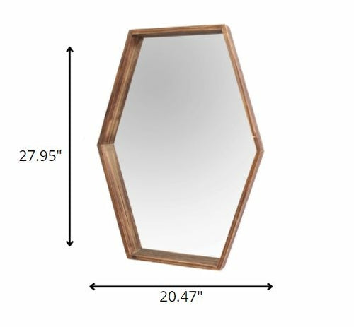 Dark Wood Hexagonal Frame Wall Mirror