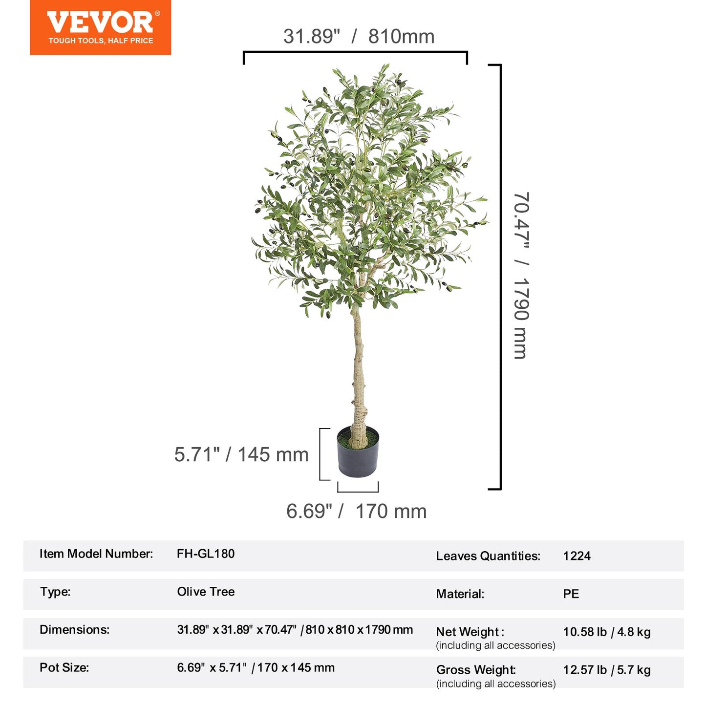 Artificial Olive Tree, 6 FT Tall