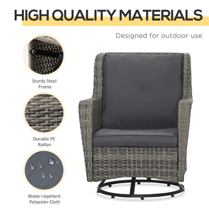 Patio Bistro Set with 360 Rotation & Rocking Function